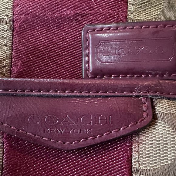 Coach Monogram Signature Canvas Satchel Beige & purple - Picture 3 of 4